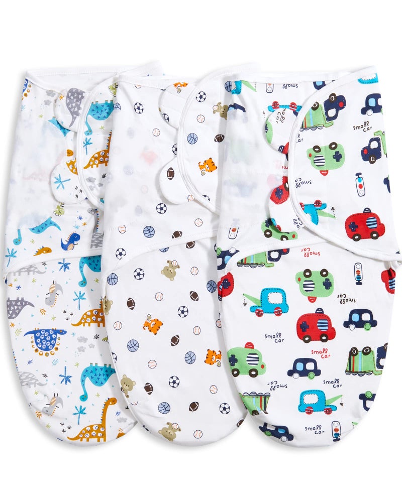 Bubble bear Baby Boy Girl Swaddle Blankets, 3-6 Months - Hypoallergenic, Adjustable Swaddle Sleep Sacks, Cute Soccer Ball, Dinosaur Pattern, 3 Pack - Image 1